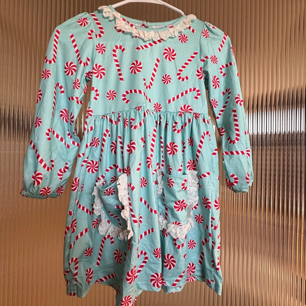 Candy Cane Patterned Dress Child 7/8